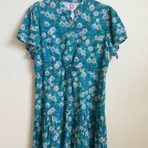 Victoria Dunn Magnolia Flutter dress Blue, green and white in Large